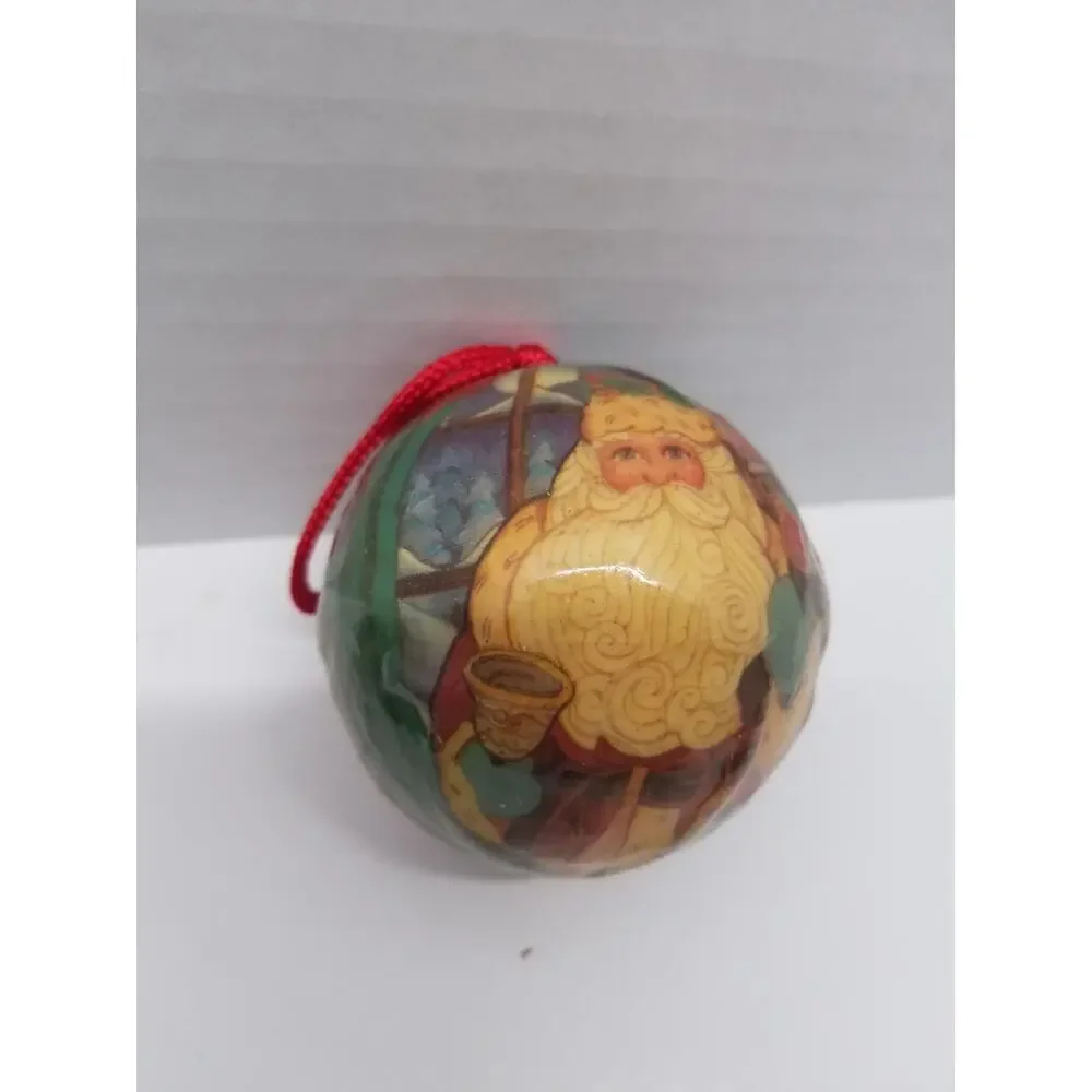Vintage Christmas Old World Father Santa Claus Decoupage Ornaments Set of 6